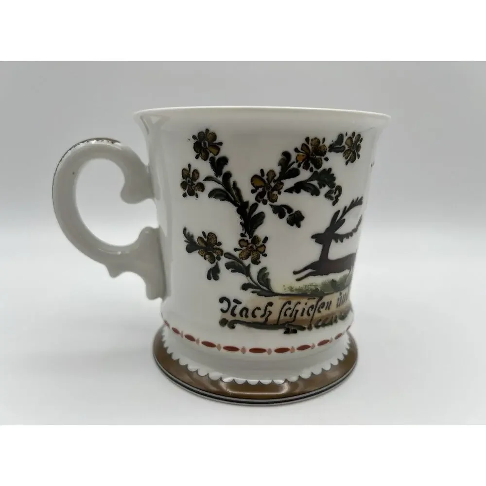 Vintage Kurt Hammer Folk Art XL 14oz Shaving Mug with Hunting Scene West Germany